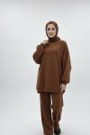 Oversize iki iplikli takım Kahverengi