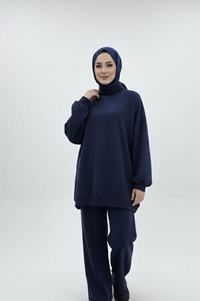 Oversize iki iplikli takım Lacivert