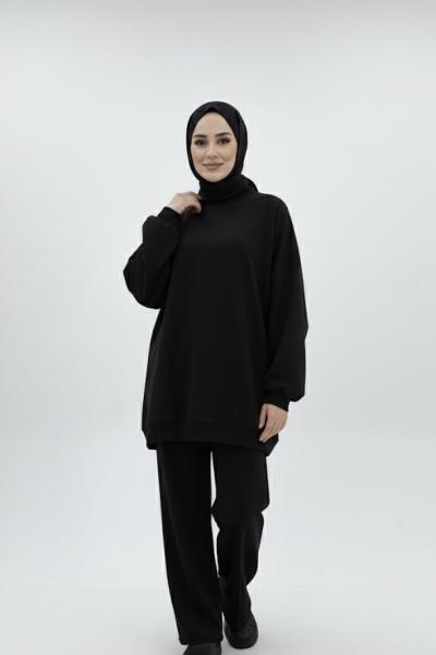 Oversize iki iplikli takım Siyah