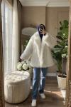 Oversize kürk ceket Beyaz
