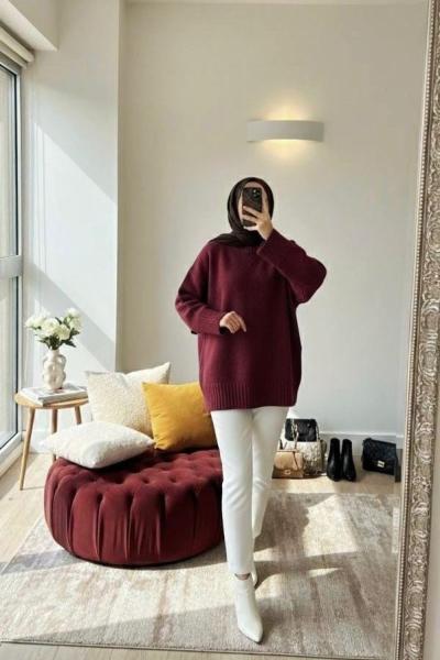 Oversize triko kazak Bordo