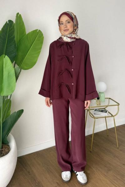 Paris Pantolonlu Takım Bordo