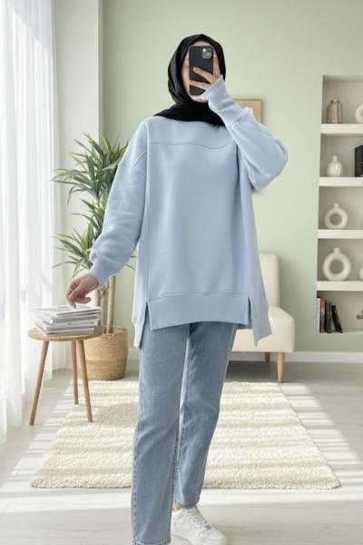 Parmak geçirmeli sweatshirt Bebe Mavisi