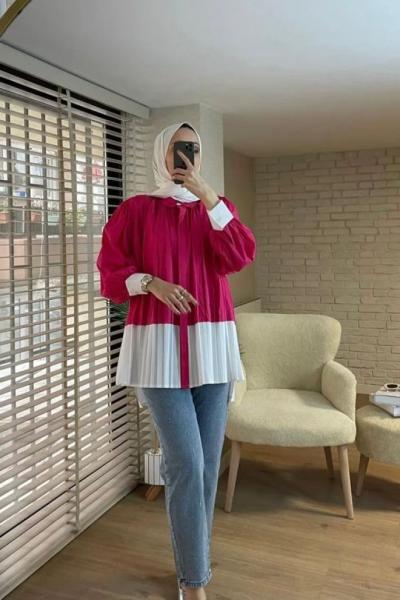 Piliseli Gömlek Fuşya