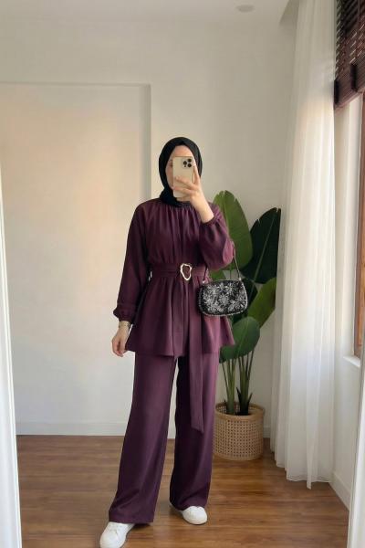 Plane Pantolon Takım Bordo