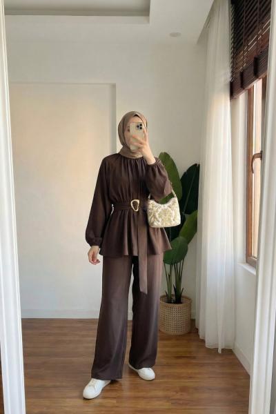 Plane Pantolon Takım Kahverengi