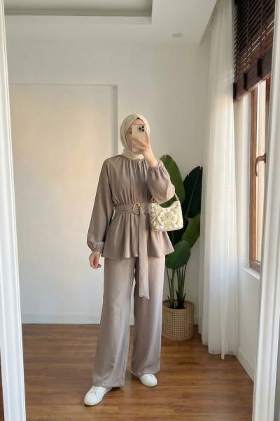 Plane Pantolon Takım Vizon