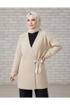Premium buklet ceket Ekru