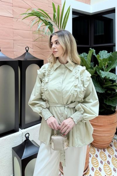 Prime Fırfırlı Gömlek Mint Yeşili