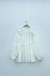 Reglan minik çiçek detaylı bluz Beyaz