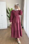 Roselle kat elbise Bordo