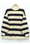 Şeritli oversize sweatshirt Siyah