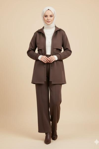 Sportif bel büzgülü takım Acı Kahve