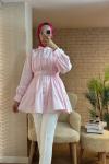 Taş Kemerli kat kat gömlek Açık Pembe