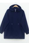 Torba cepli üç iplik sweatshirt Lacivert