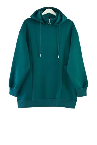 Torba cepli üç iplik sweatshirt Yeşil