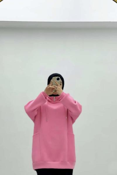 Torba cepli sweatshirt Pembe