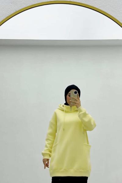 Torba cepli sweatshirt Sarı