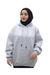 Üç İplik Kapşonlu Sweatshirt Açık Gri