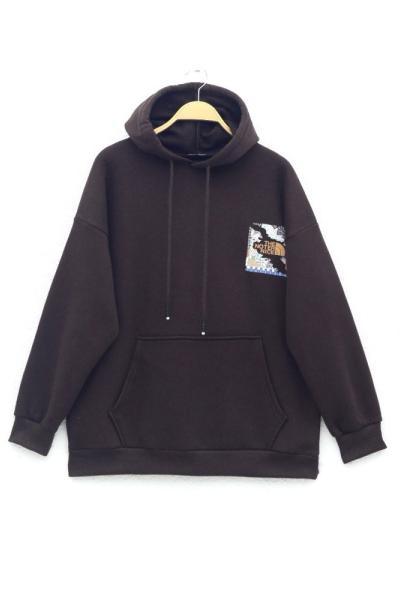 Üç iplik baskılı sweatshirt Acı Kahve