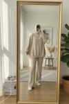 Üç iplik oversize takım Krem