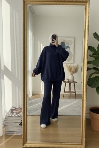 Üç iplik oversize takım Lacivert