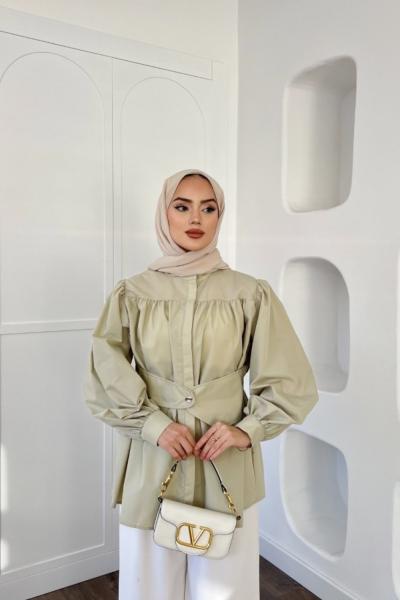 Vaye Kemerli Gömlek Mint Yeşili