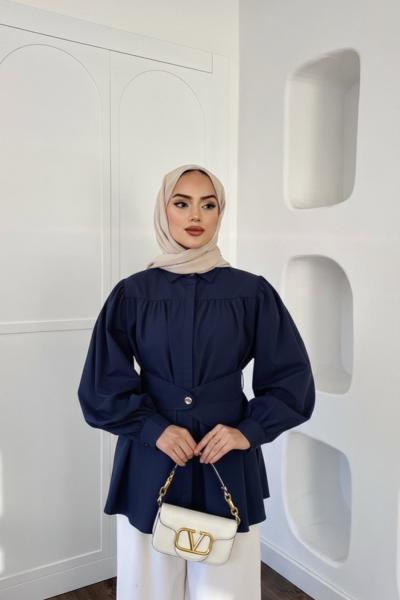 Vaye Kemerli Gömlek Lacivert