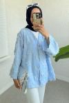 Yandan yırtmaçlı düğmeli kimono Bebe Mavisi