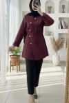 Yanı düğmeli ceket Bordo