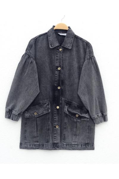 Kapak cepli uzun kot ceket