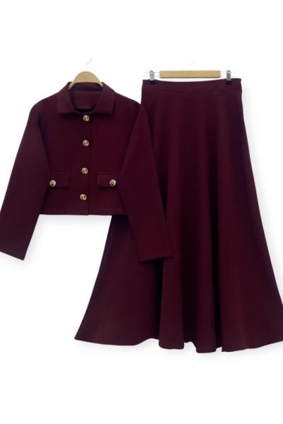 Gold düğmeli etekli takım