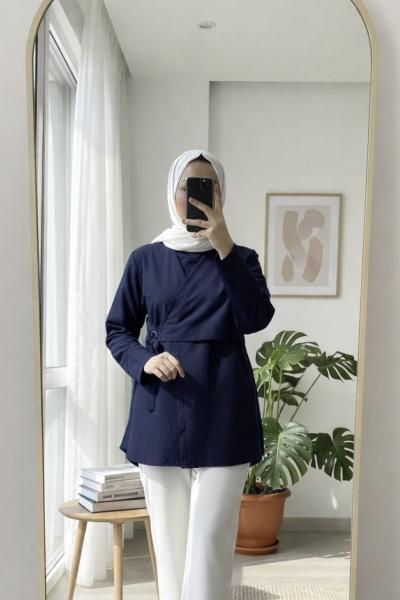 Kuş Gözlü Asimetrik Gömlek