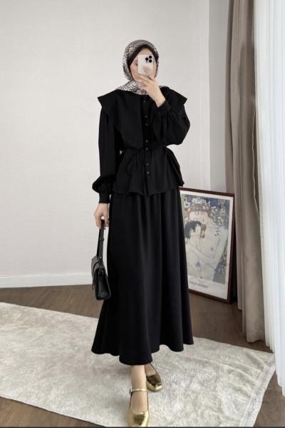 Yaka Detaylı Etekli Takım