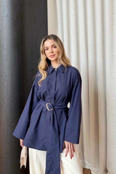 Toka Detaylı Uzun Kuşaklı Gömlek
