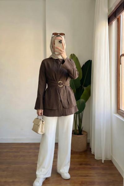 Line Kuşaklı Gömlek