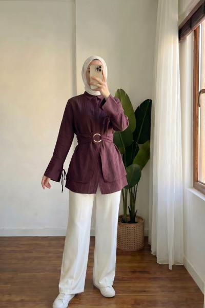 Line Kuşaklı Gömlek
