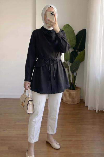 Zarif Kuşaklı Gömlek