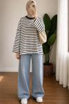 Çizgili Oversize Bluz