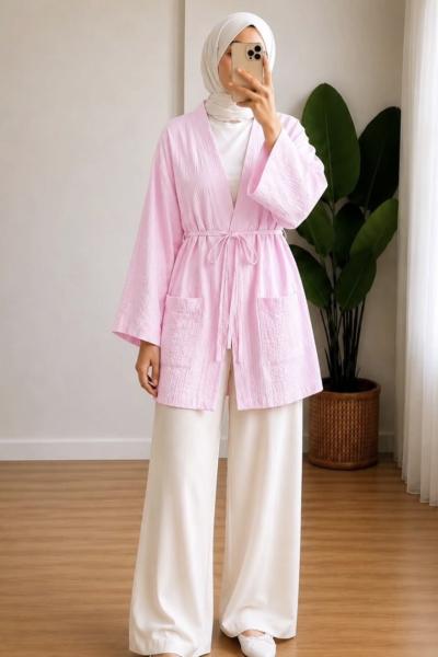 Belden Bağlamalı Kimono