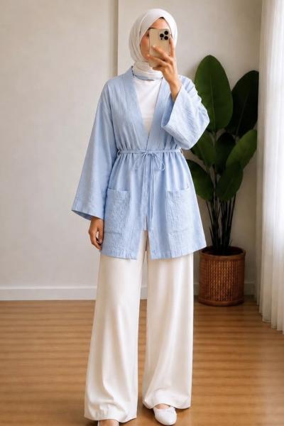 Belden Bağlamalı Kimono