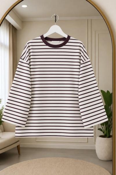 Çizgili Oversize Sweat